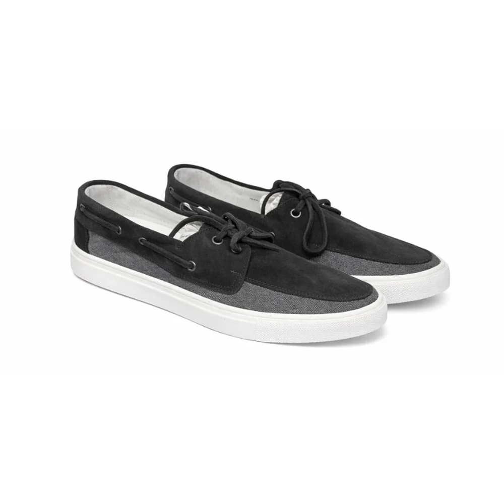 New Men's Stefano Bonfiglioli Black Gray Boat Shoes 14